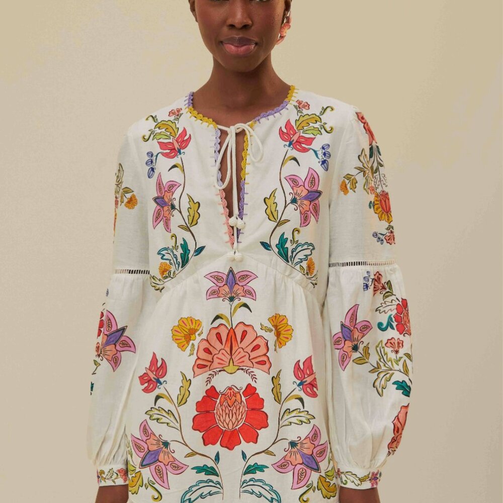 Floral Off White Farm Rio Mini Dress